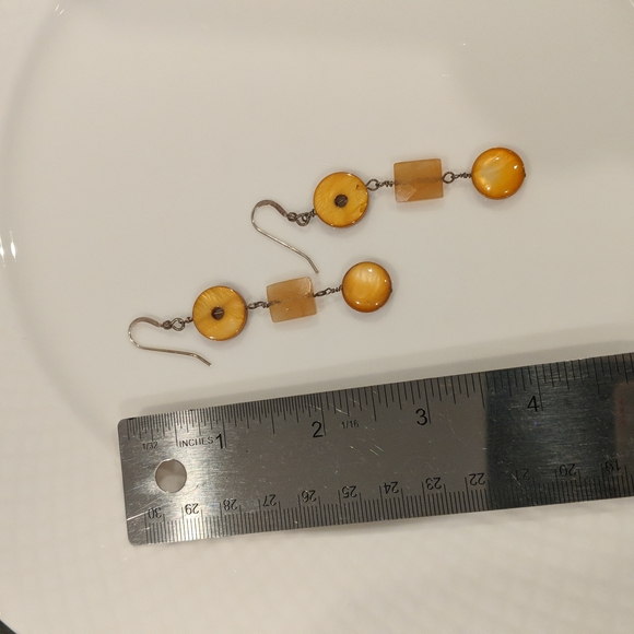 Sterling silver brown beaded earrings - Picture 2 of 2